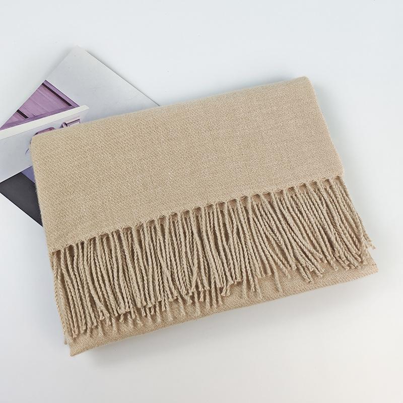 200*70cm Winter Soft Warm Cashmere Scarf Solid Color Shawls Wraps Long Blanket Scarf with Tassels