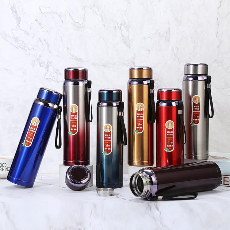 Stainless Steel Insulated Travel Mug With Tea Separator And Carrying Rope For Outdoor Use