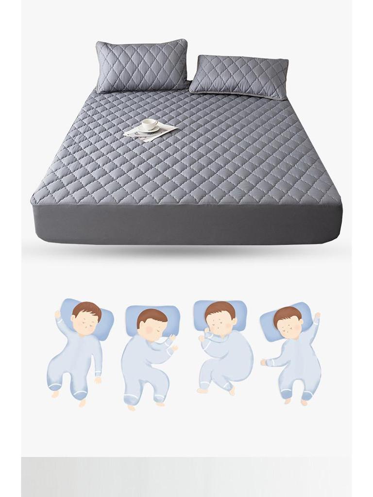 Waterproof Quilted Mattress Protector: Breathable, Dustproof, Incontinence Fitted Sheet Cover.