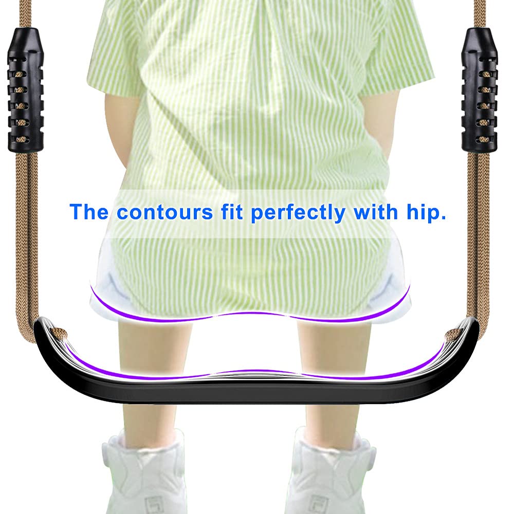SELEWARE Plastic Swing Tree Swing Set with Adjustable Rope and 2 Heavy Duty Playground Swing Set Accessories for Kids Indoor Outdoor Black Seat,
