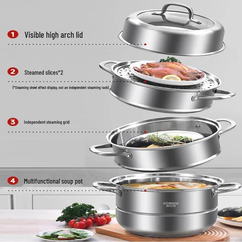 Kangbach 304 Stainless Steel 3-Layer Steamer Pot