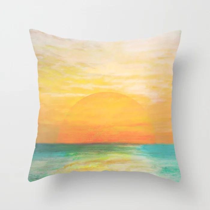 New Ocean Peak Landscape Painting Pillow Case Chinese Ink Scenery Pattern Car Sofa Pillow Cushion Cover