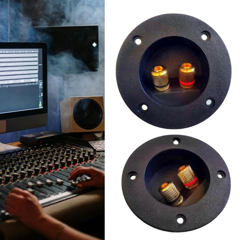 2 Way Speaker Box Clamp, DIY Home Car Stereoes Binding Post Round Spring Cup Connectors Speaker Junction Box Back Panel