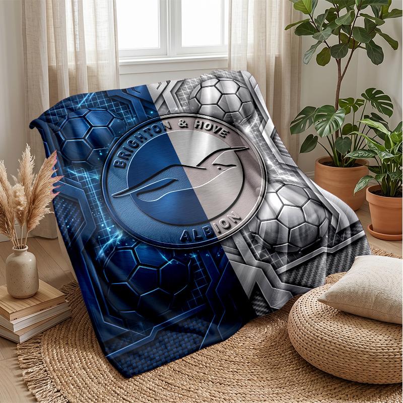 Coperta in Flanella con Stampa Calcio Brighton & Hove Albion, Coperta Morbida Calda Leggera per Divano Letto Campeggio