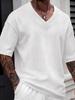 Spring/Summer Men's Solid Color V-neck Jacquard Casual Outdoor Short-sleeve T-shirt