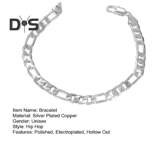 Unisex Bracelet Stainless Hollow Out Chain Solid Color Sturdy Construction Luster Punk Hip Hop Polished Birthday Gift Club Party Jewelry