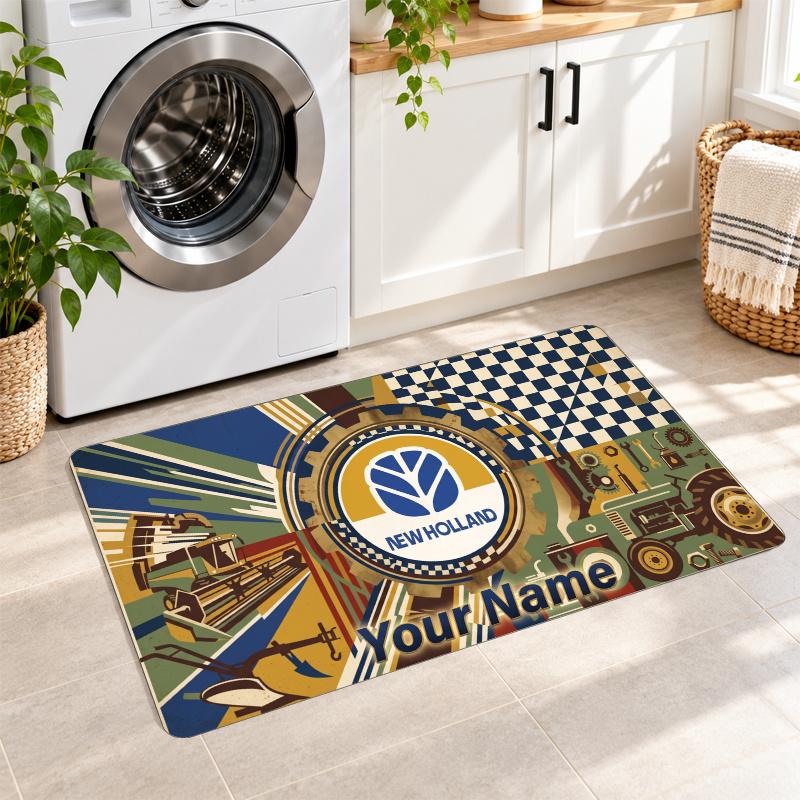 New Holland Custom Name Flannel Rug Kitchen Mat Non Slip Floor Carpet Personalized Home Decor