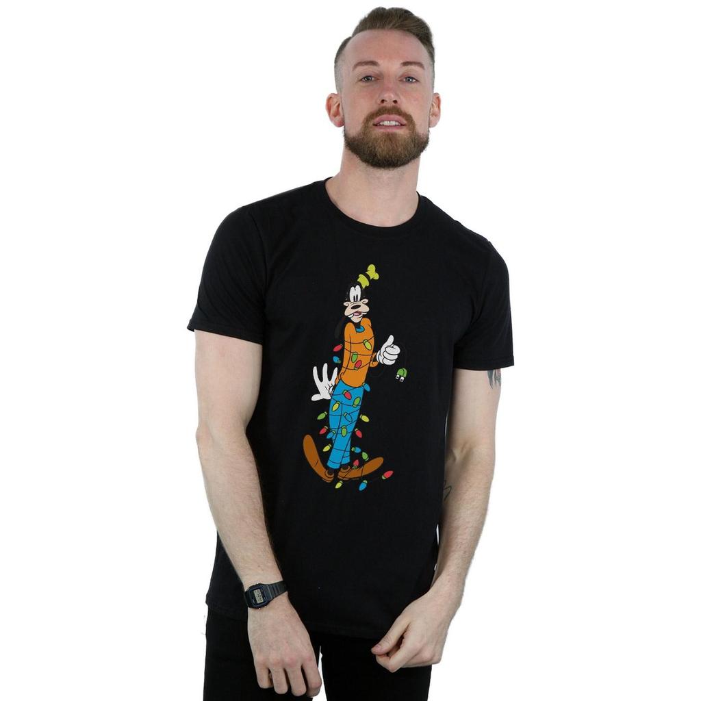 Disney Mens Goofy Christmas Lights T-Shirt