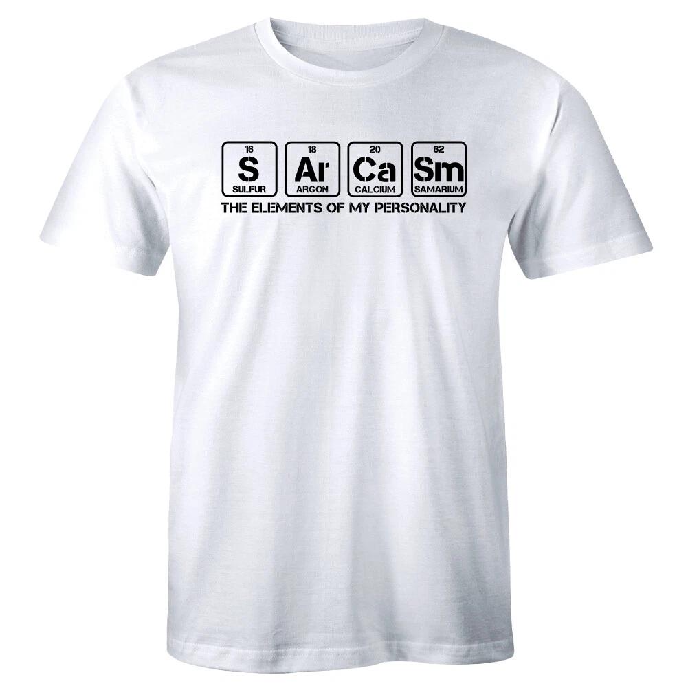 Sarcasm The Elements of My Personality Funny Men s T-Shirt Sarcastic Humor Tee L