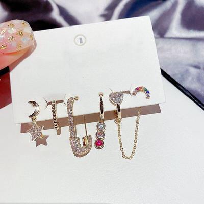 925 Sterling Silver Hoop Earrings Set for Women Luxury 6-piece Star Heart Earrings Set Summer Jewelry New