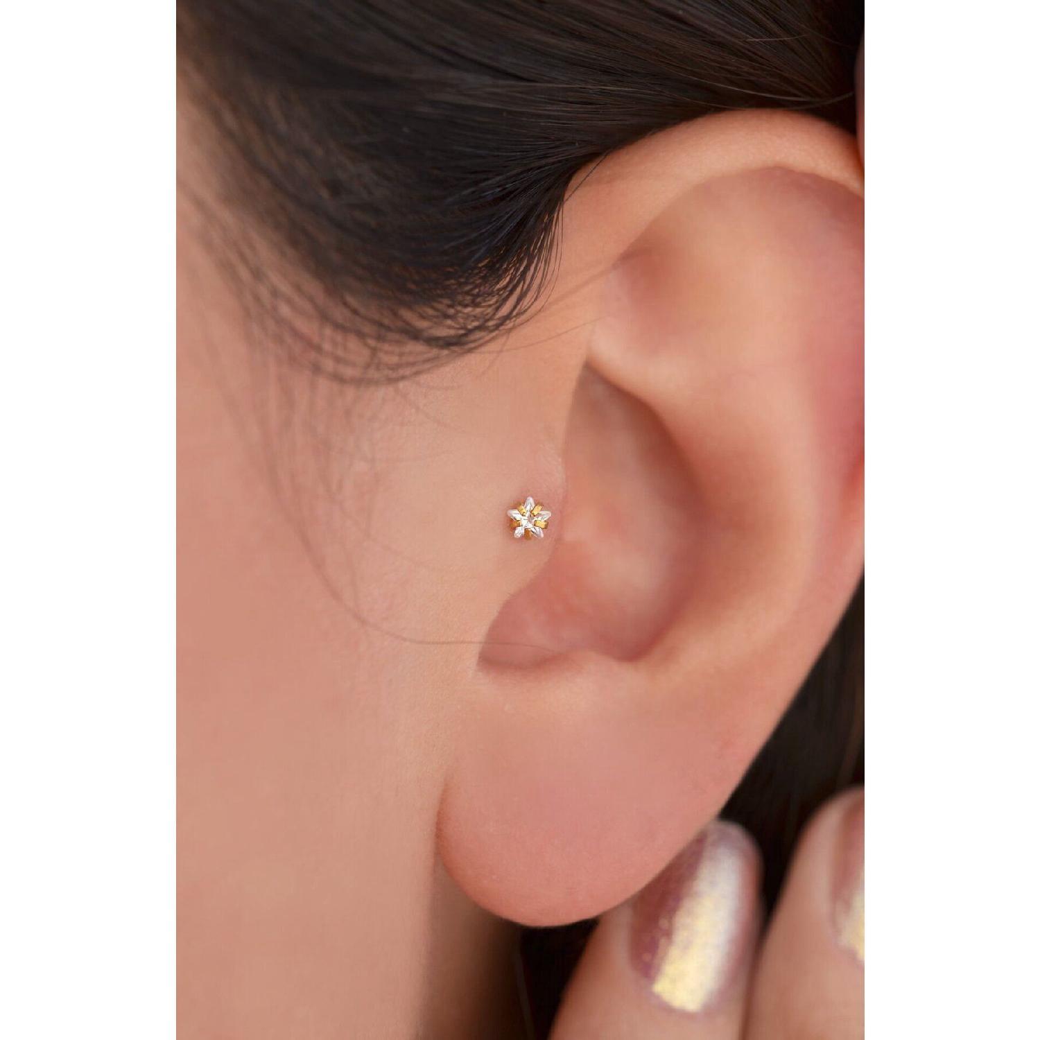 

Gold Steel Star Piercing 6 Mm Tragus Helix Cartilage Conch чистий