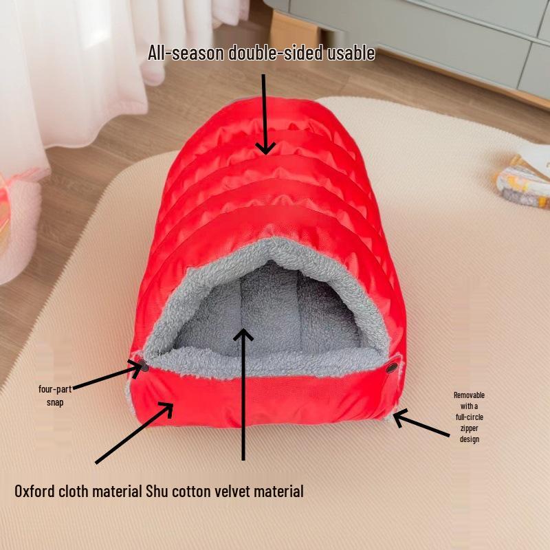 Cat & Small Dog Winter Warm Semi-Closed Nest - Spacious All-Season Sleeping Bag