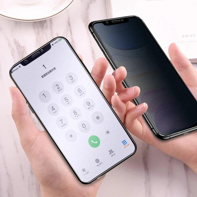 1/2Pcs Matte Privacy Anti-Peep Tempered Glass For iPhone 15 14 12 11 13 Pro Max 14 15 Plus Glass Frosted Screen Protectors Film 2
