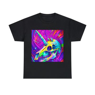 Koszulka Szkielet Jednorożec Czaszka Metalowy Zespół Rockowy T-shirt dla Dorosłych Fantastyka Mityczny Punk