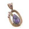 Natural Charoite Gemstone 925 Solid Sterling Silver Two Tone Pendant 1.50" t5M63