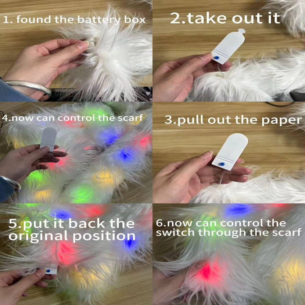 Light Up LED Flash Scarf Fluffy Winter Plush Scarf Fashion Christmas Decoration  Concert