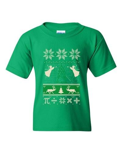 Math Mathematics Angels Deer Holiday Ugly Christmas Funny DT Youth T-Shirt Tee Unisex T-Shirt S