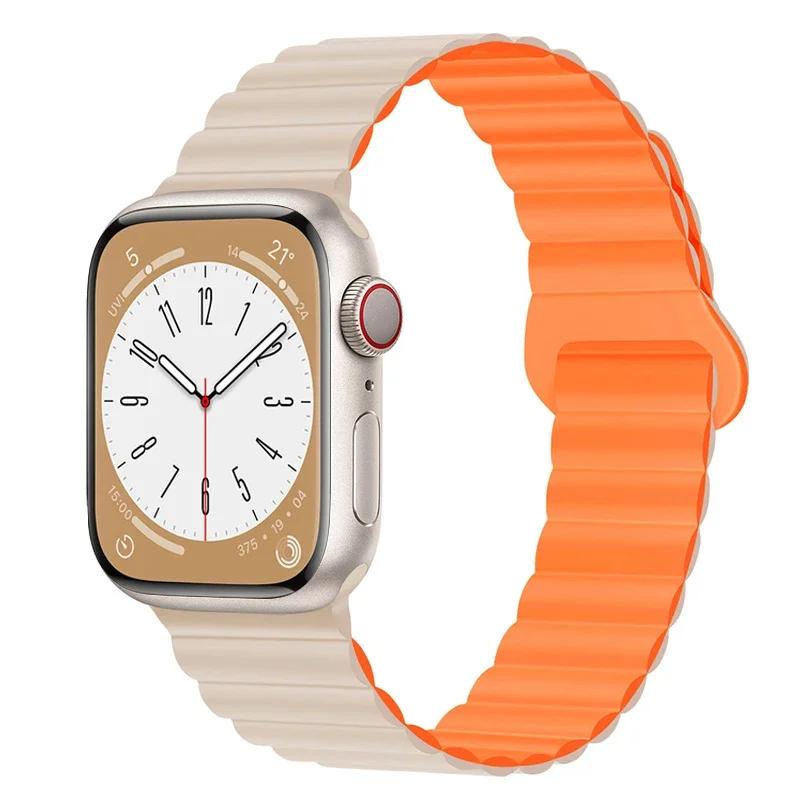Magnetic Loop For Apple Watch Band 44mm Ultra 49mm 40mm 45-41mm Silicone Bracelet iWatch 10 9 8 7 6 5 SE For Correa Apple Watch