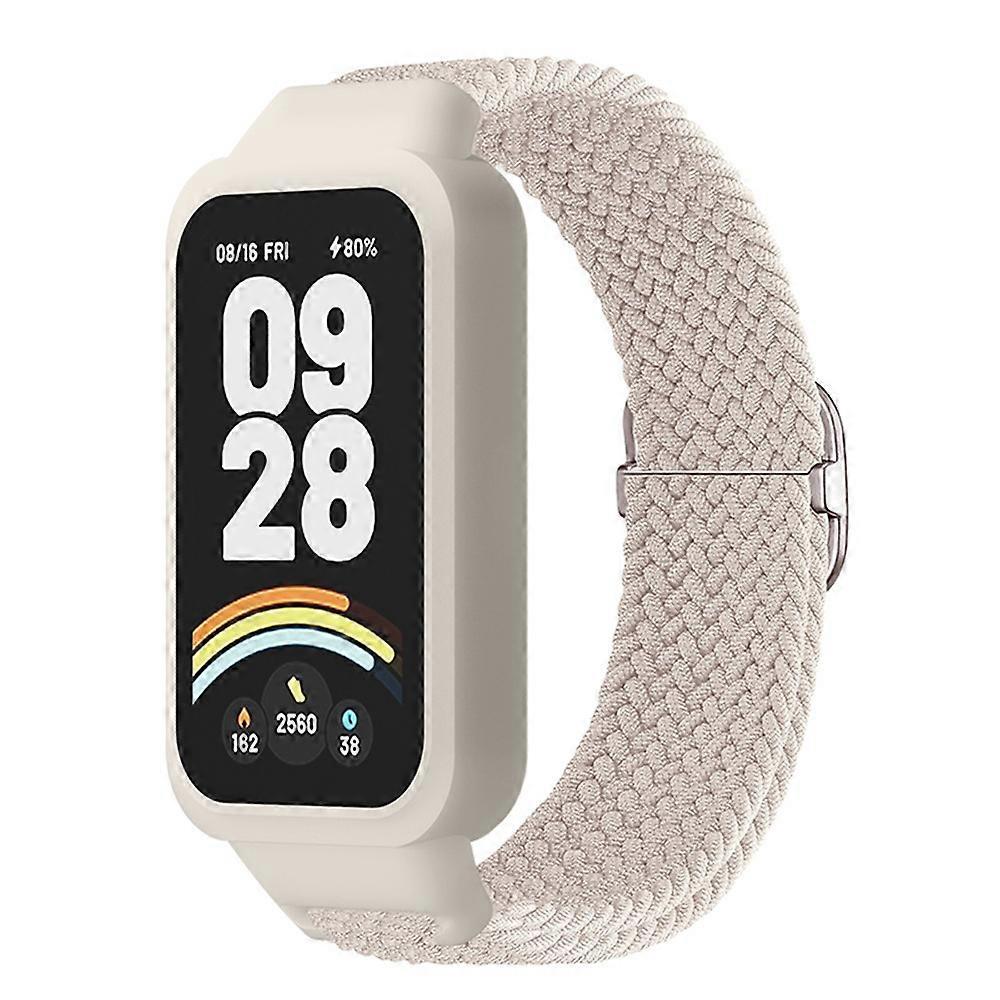 For Xiaomi Smart Band 9 Active Redmi Band 3 Woven Nylon Strap Snap-On Case Watch Band - Starlight