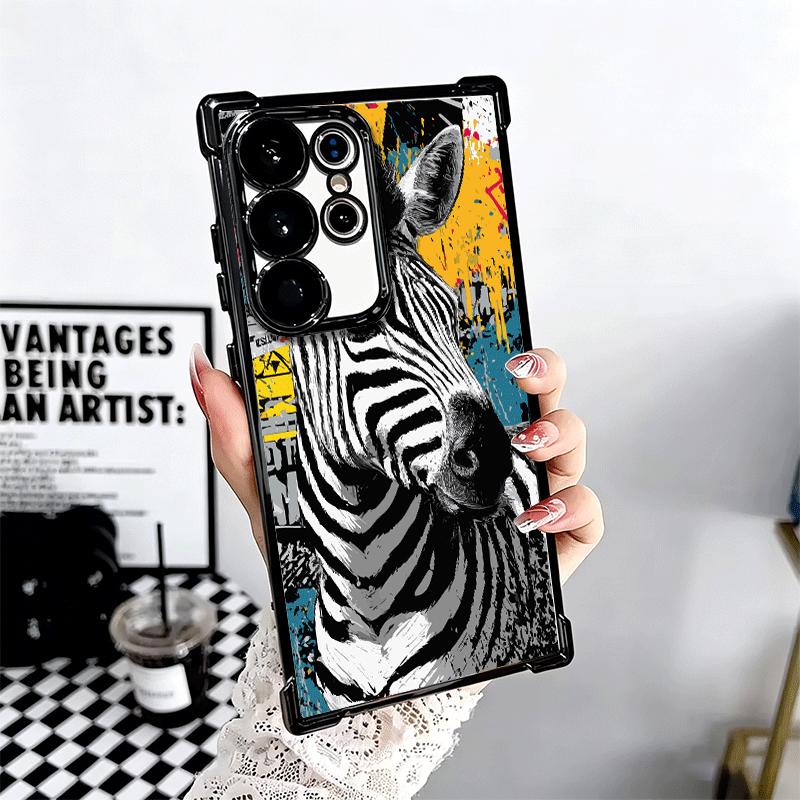 Zebra Stripe Black White Soft Phone Case For Samsung Galaxy S26 Ultra S25 Edge S24 FE S23 Plus S22 S21 + S20 Plating Anti-Fall F