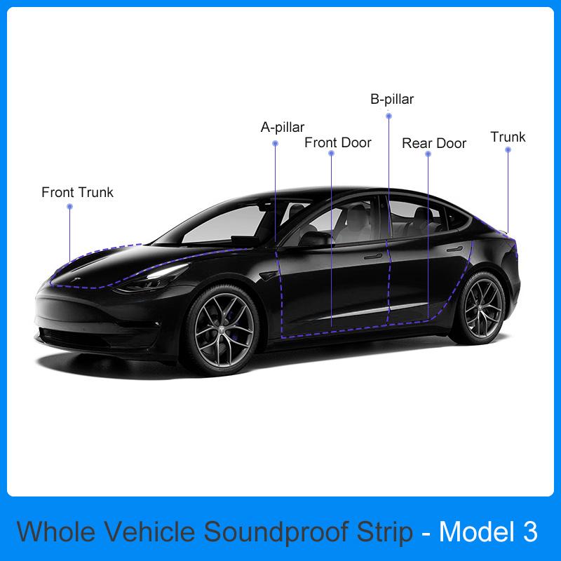 For Tesla Model 3/Y 2017-2025 Door Seal Kit Soundproof Rubber Weather Draft Seal Strip Sunroof Seal Wind Noise Reduction Kit