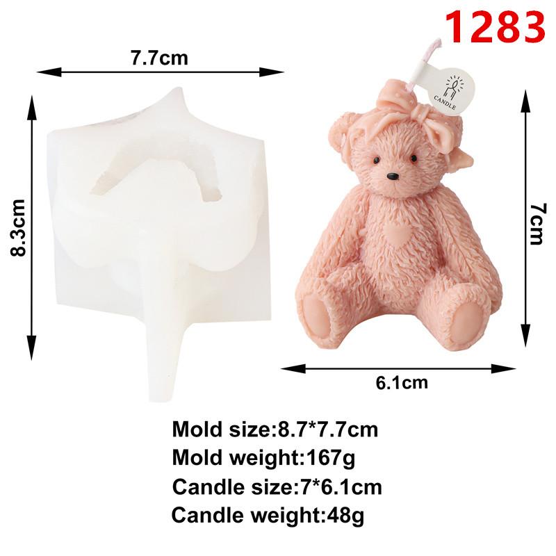 3D Cute Cartoon Bear Silicone Candle Mold DIY Home Decoration Silicone Mold For Resin Teddy Bear Candle Mold