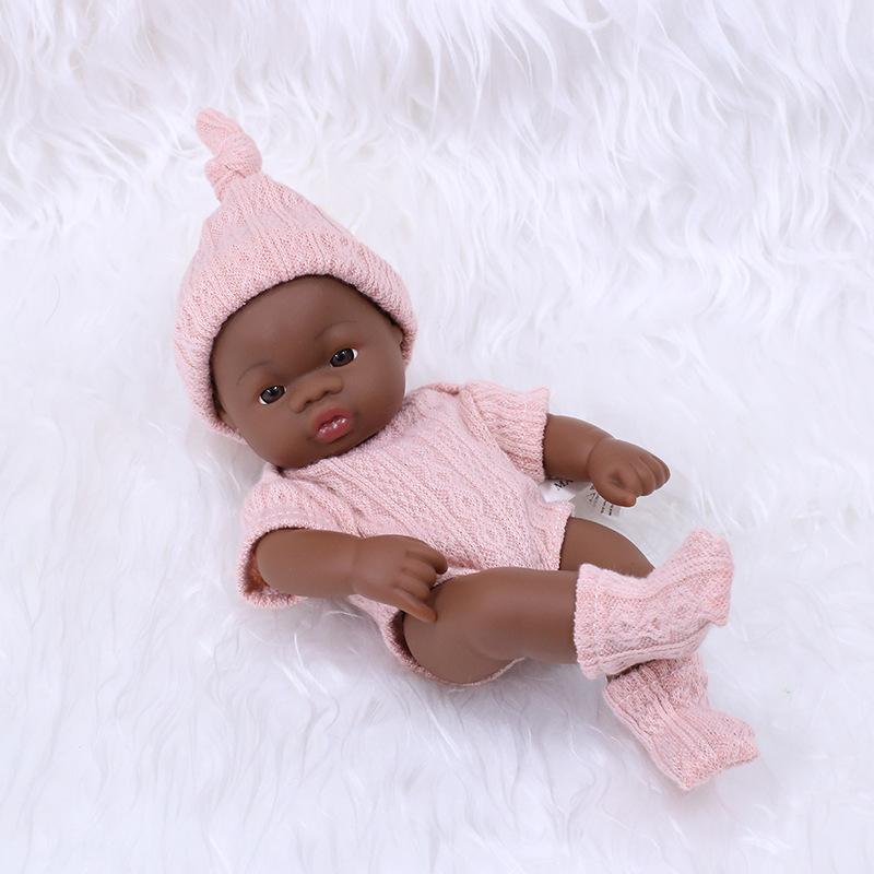 7.87 Inch Reborn Dolls Mini Black Skin Soft and Full Body Vinyl Doll Lifelike Soft Reborn Doll Washable Doll For Toys Gifts