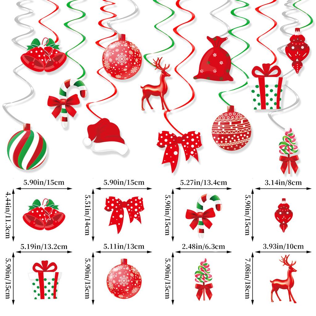 12-Piece Christmas School Classroom Decoration Lollipop Snowflake Gift Bag Spiral Pendant Pendant Custom