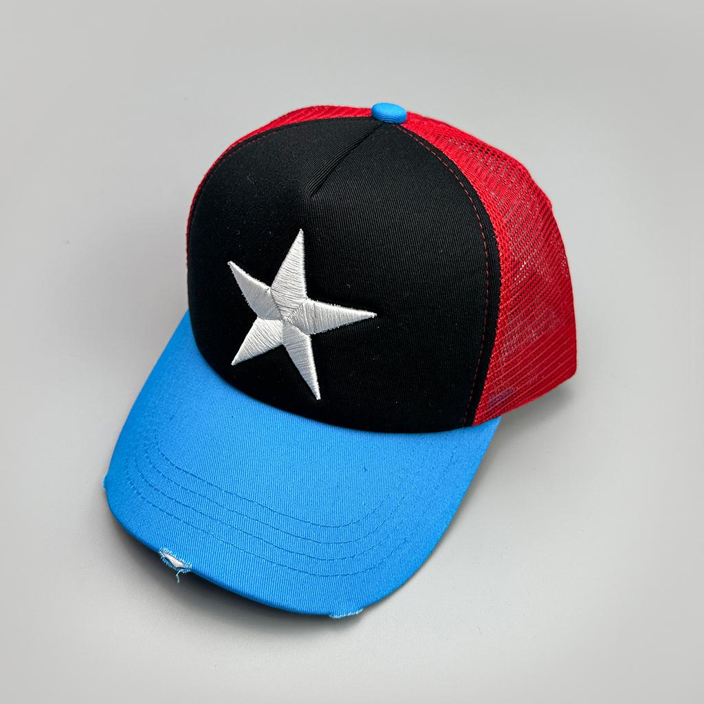 Embroidery Pentagram Color Matching Baseball Cap Men'S And Women'S Mesh Personality Simple And Versatile Truck Hat