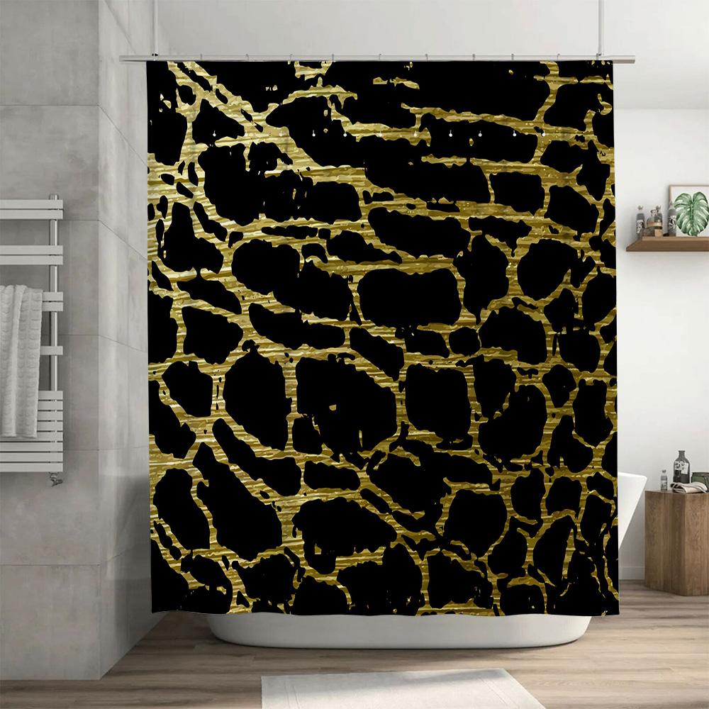 Luxury Black Gold Foil Shower Curtain Waterproof Home Decor Waterproof Bathtub Liner