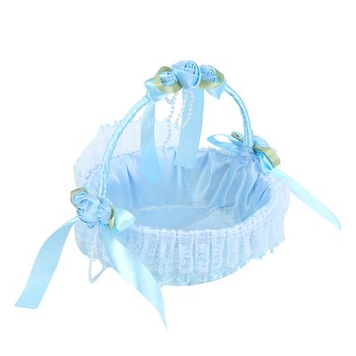 Portable Wedding Lace Flower Basket Candy Container Party Ceremony Supplies DecorationBlue