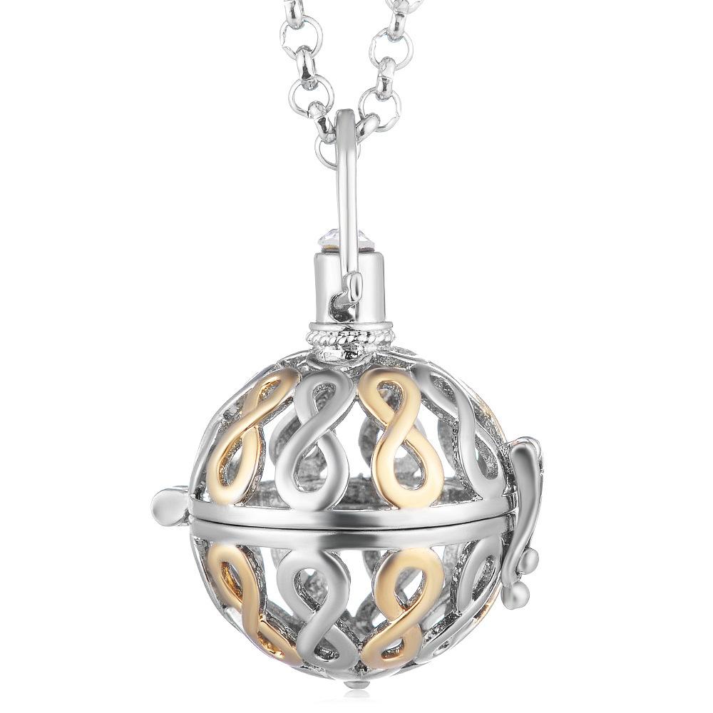 Mexico Chime Two-Color Feather Caller Locket Piano Ball Necklace Essential Oil Diffuser Perfume Musical Pendant New Jewelry