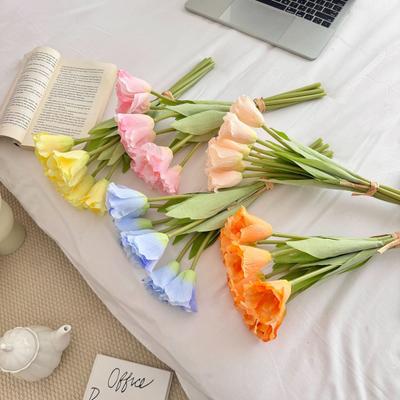 7Pcs/Bouquet Simulated Bouquet Realistic Vivid Iron Wire Color Flowers Plastic Materials Multi-Layered