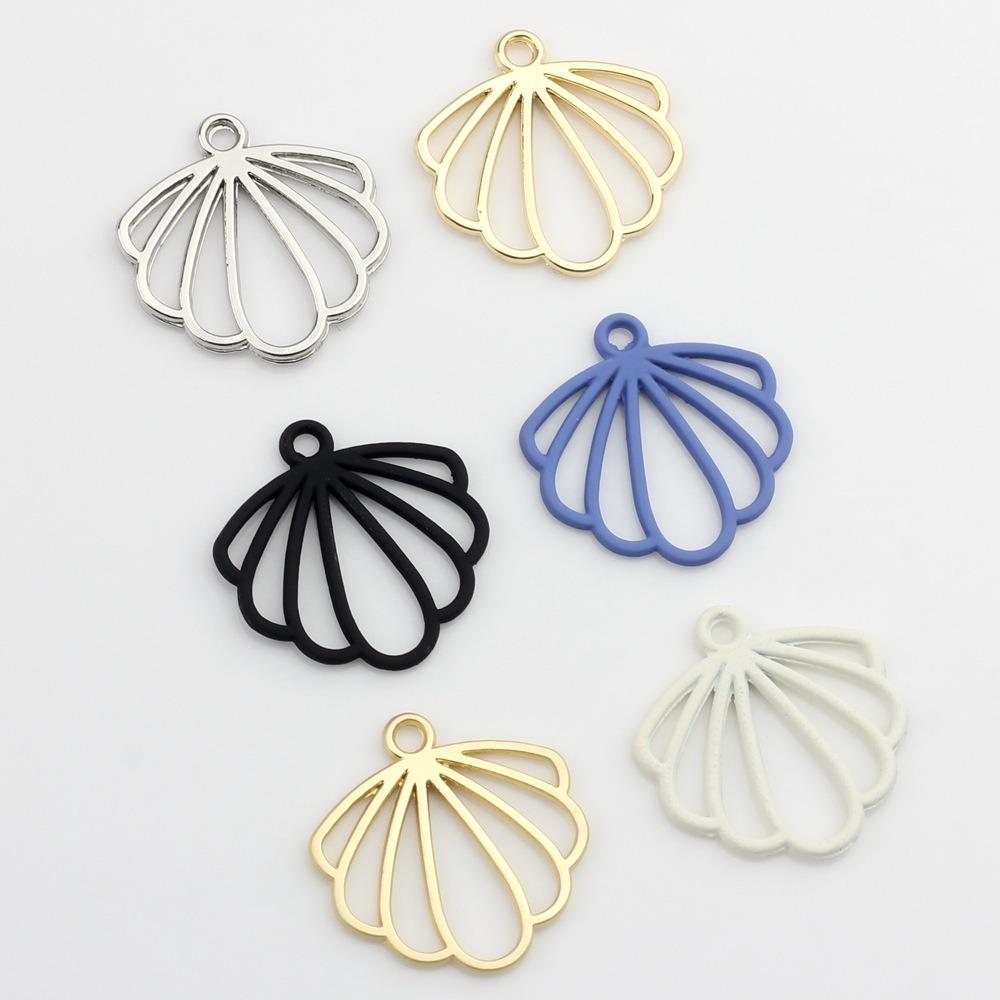 5Pcs Zinc Alloy Scallop Charms Hollow Out DIY Jewelry Earring Making Accessories Scallop Pendant