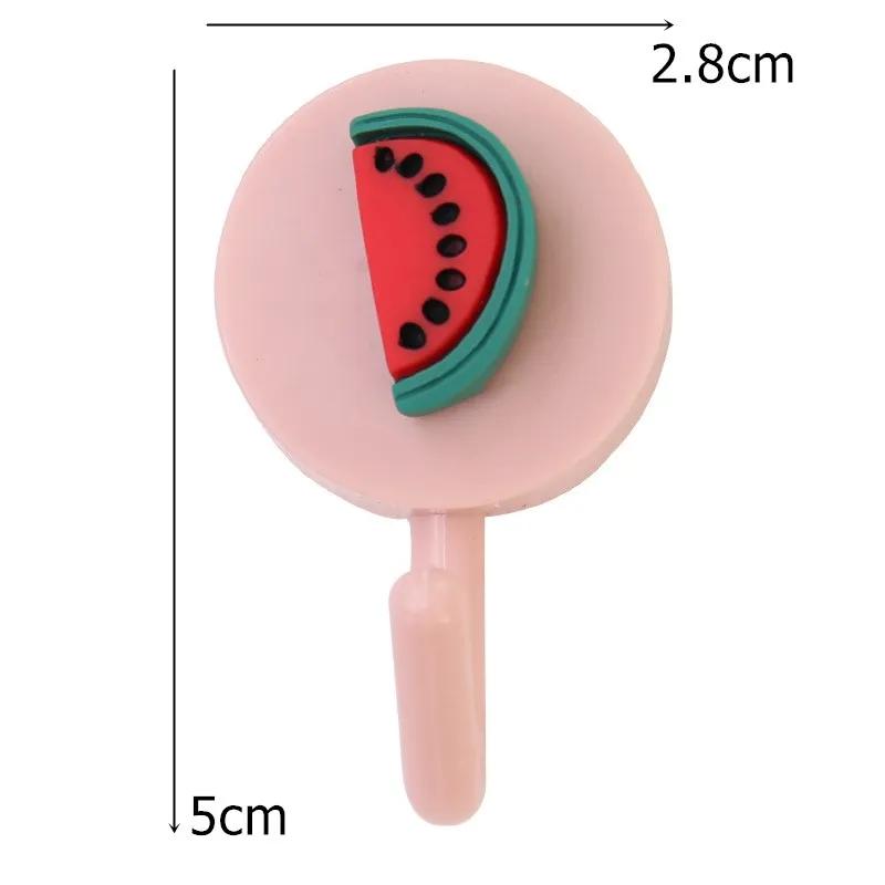 2Pcs Cartoon Fruit Animals Self Adhesive Wall Hook Bathroom Kitchen accessories Single Hook Towel Hat Key Bag Hanger decor Storage