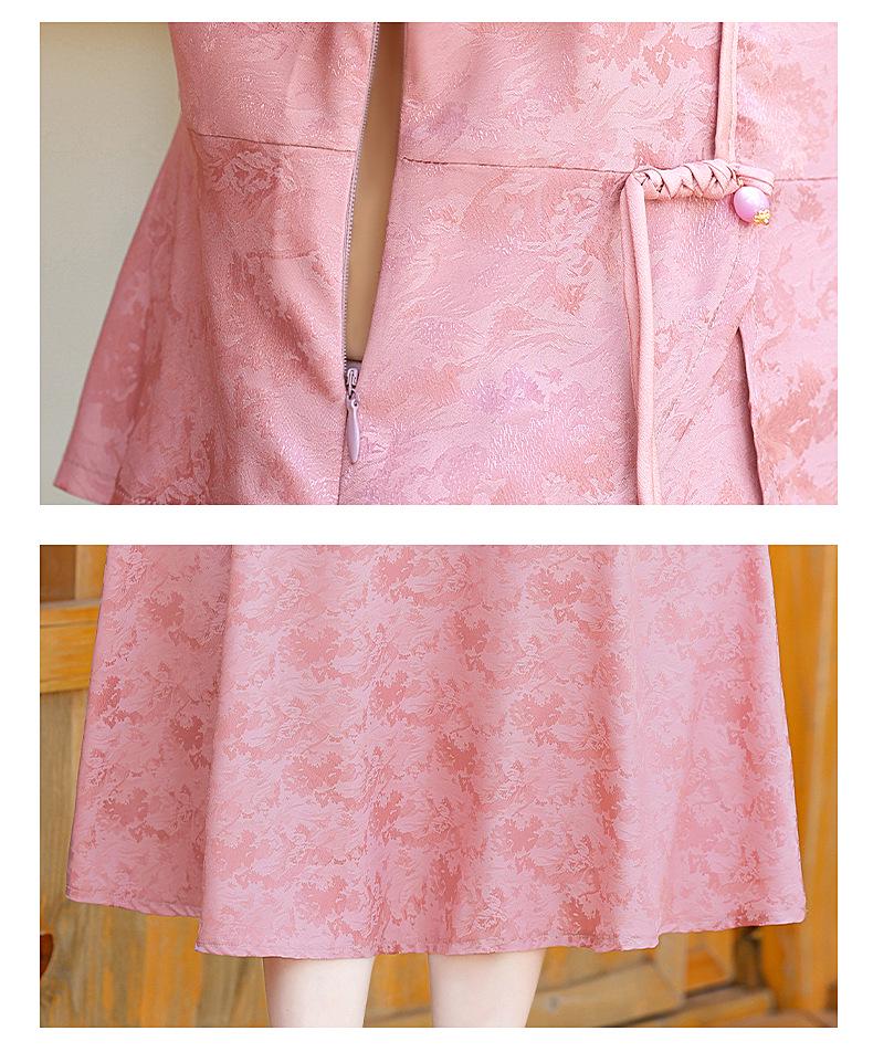 2025 Naujo stiliaus elegantiška vasarinė suknelė vidutinio amžiaus ir vyresnio amžiaus moterims: Dirbtinio dviejų dalių kiniško dizaino