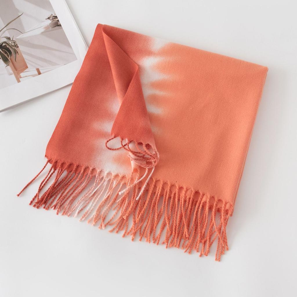Scarf Women'S Elegant Tassel Gradient Thickened Cold And Warm Shawl
