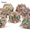 7 Pcs Red Green Meteor Hammer Metal Dice Solid Metal Polyhedral Dice Set Suitable For Role-Playing Dice PropBoard Game Gift