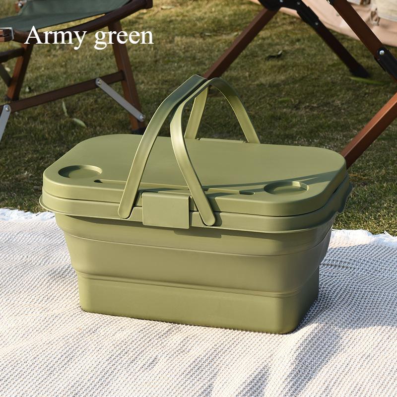 

This outdoor foldable picnic basket focuses on portability and versatility, making it suitable for camping and picnic scenarios. армия зеленый