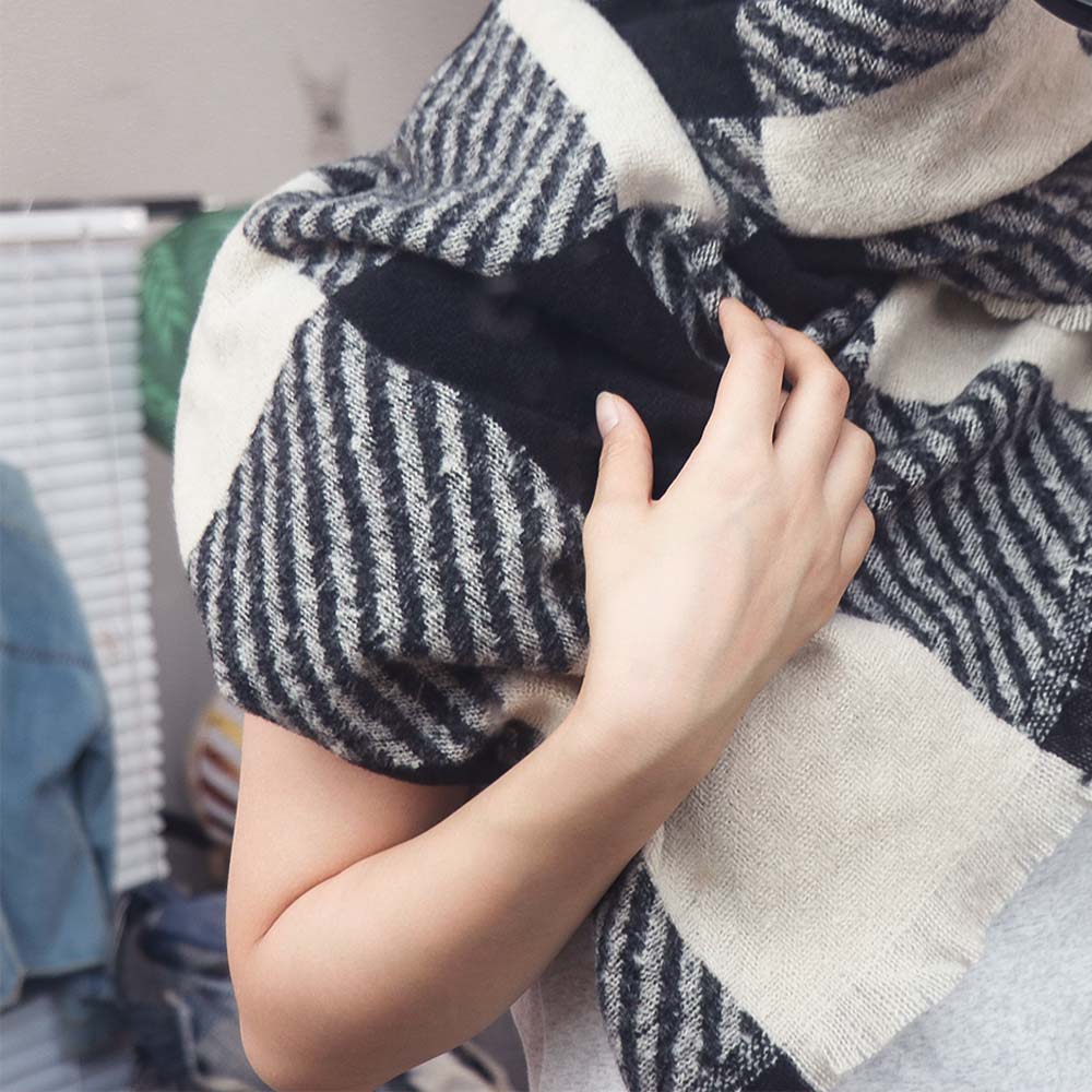 Thicken Winter Men's Scarf Korean Checkered Scarf Fashion Striped Plaid Scarf Gifts