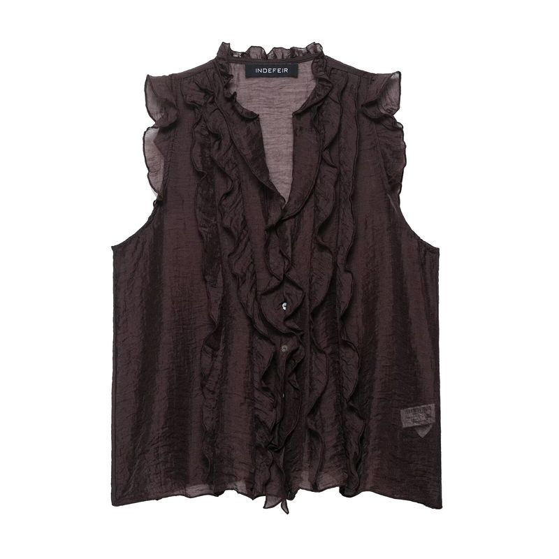 Kaslead New Arrival Women's Clothing Fashion Style Fashion Laminated Decoration Vertical Tops 5029108 423