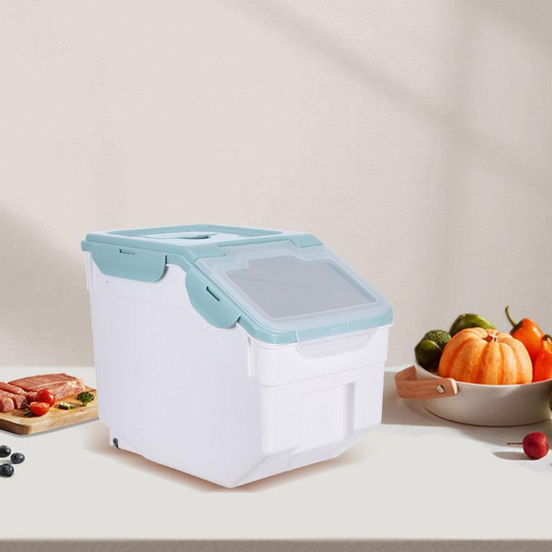 Airtight Pet Food Storage Container Large Capacity Snap Lock Lid Dog Cat Dry Food Rice Bin Beige