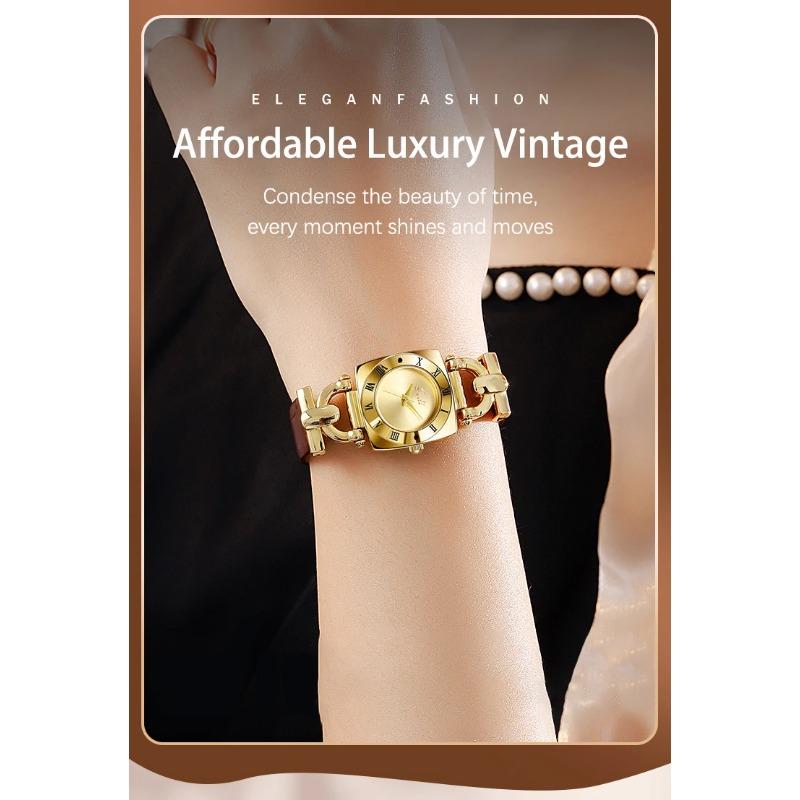 UTHAI CQ476 Montre Femme Tendance Rétro Décontractée Exquise Bracelet Montre à Quartz Luxe Léger Montre Cadeau pour Femme