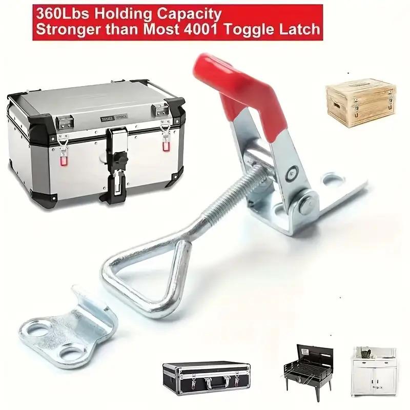 8Pcs Heavy-Duty Metal Toggle Latch Kit, With Adjustable Buckle And Mounting Plate Quick Clamp, 360 Lbs Load Capacity, Uncharged Locking Mechanism