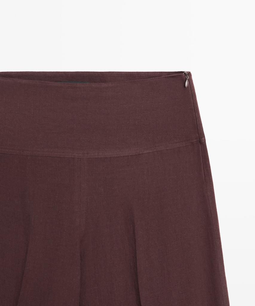 Masimodutti 100% Linen Mid-Rise Flare Pants