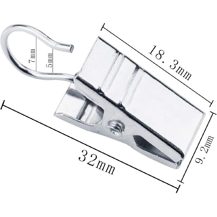 JANYUN 120 Pack Heavy-Duty Hook Clip Set Metal Curtain Clips for Curtain Photos Home Party Decoration Art Craft Display - Silver