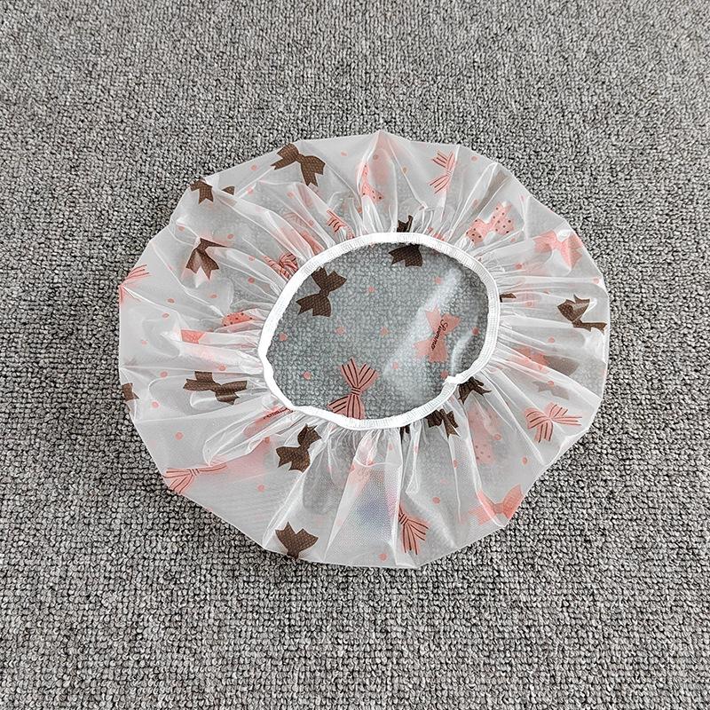 Waterproof Shower Cap for Women - Cute Floral Long Hair Cover, Reusable PE Single-Layer