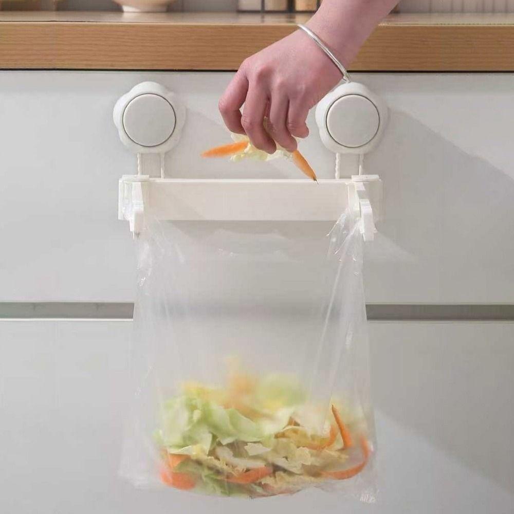 Space Saving Folding Trash Bag Holder Wall Mounted Plastic Bag Hanger  Bathroom Storage