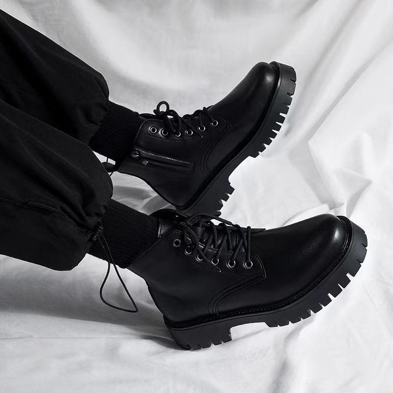 Boty pro muže Kožené Vysoké boty pro muže Britské Kůže Vysoká kvalita Platformové boty Trend Nástrojové Pánské boty Botas Para Hombre