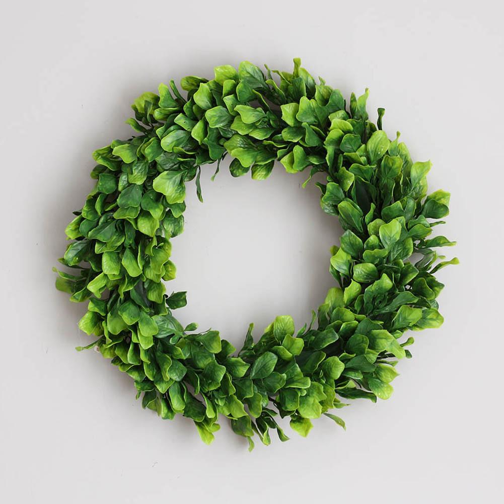 40cm Simulate Green Leaves Wreath Ornament Door Window Pendant for Wedding Chair Decor